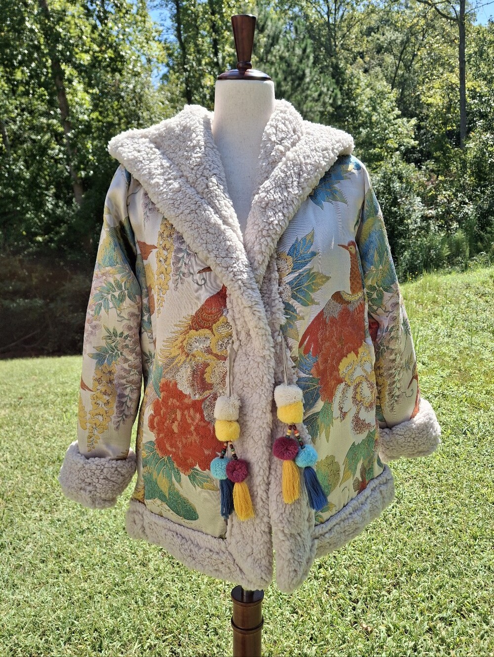 Johnny Was Biya Peoney Jacquard Multicolor Sherpa Coat XS (New)